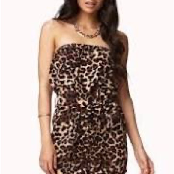 Forever 21 brown leopard strapless romper NWOT M - Picture 3 of 9